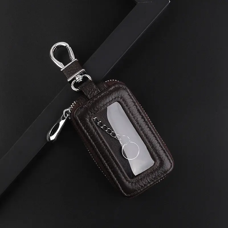 Car Remote Control Key Case Genuine Leather Women Texture Ripley Leather Keychain Men's Cowhide Large Capacity Sunroof - Image 4