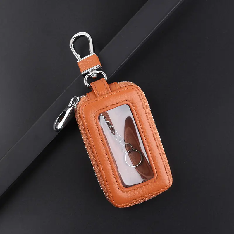 Car Remote Control Key Case Genuine Leather Women Texture Ripley Leather Keychain Men's Cowhide Large Capacity Sunroof - Image 3