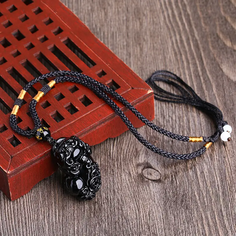 Obsidian Pixiu Pendant Necklace for Men Women