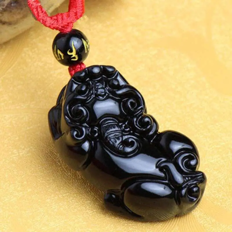 Obsidian Pixiu Pendant Necklace for Men Women