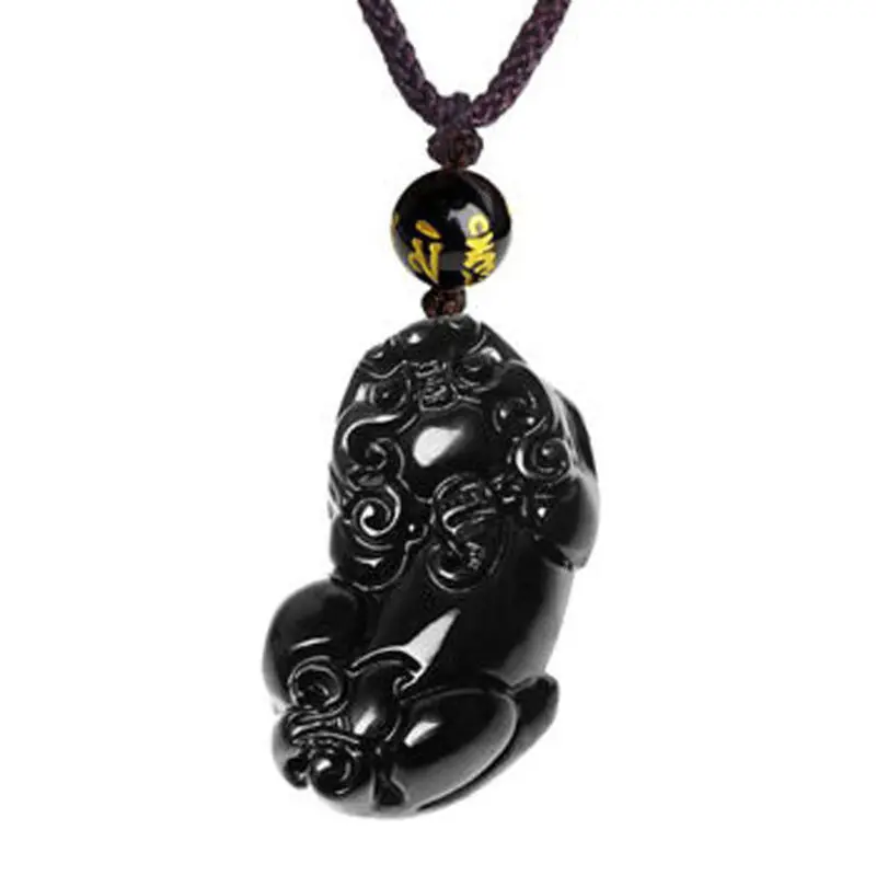Obsidian Pixiu Pendant Necklace for Men Women