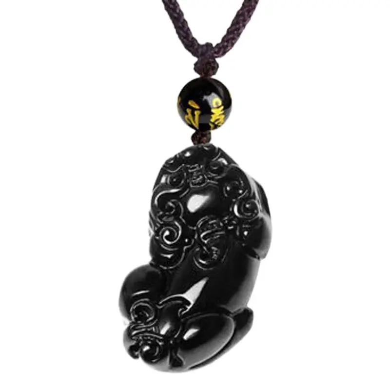 Obsidian Pixiu Pendant Necklace for Men Women