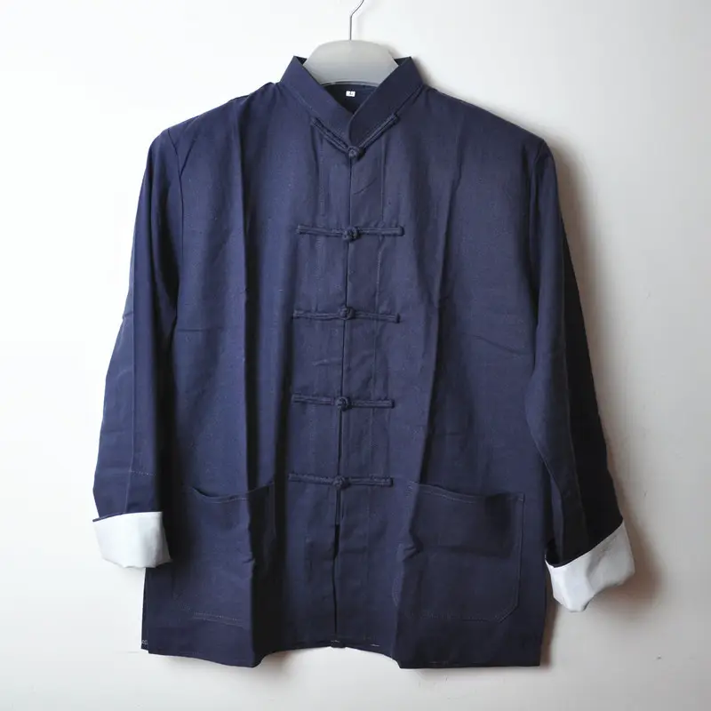 Men Linen Chinese Jacket Maroon Pajama Set - Image 4