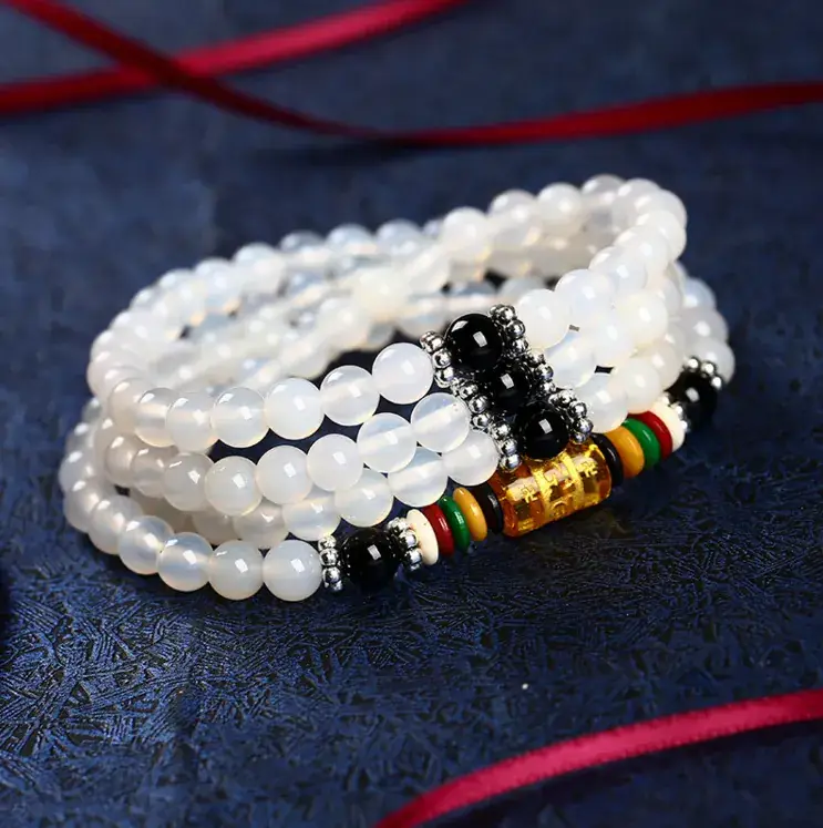 Jade Bracelet Set with Red & Green Stones