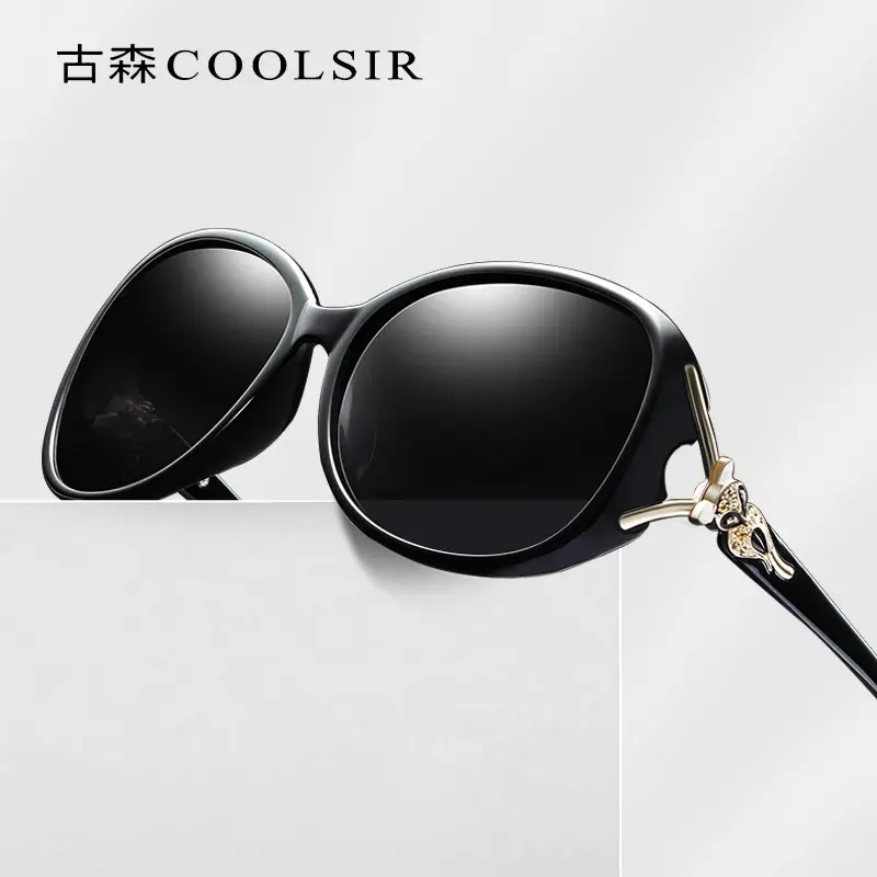 Female Fox Head Polarized Sunglasses Black - Image 7