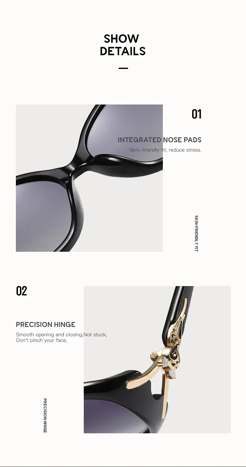 Female Fox Head Polarized Sunglasses Black β feature 6