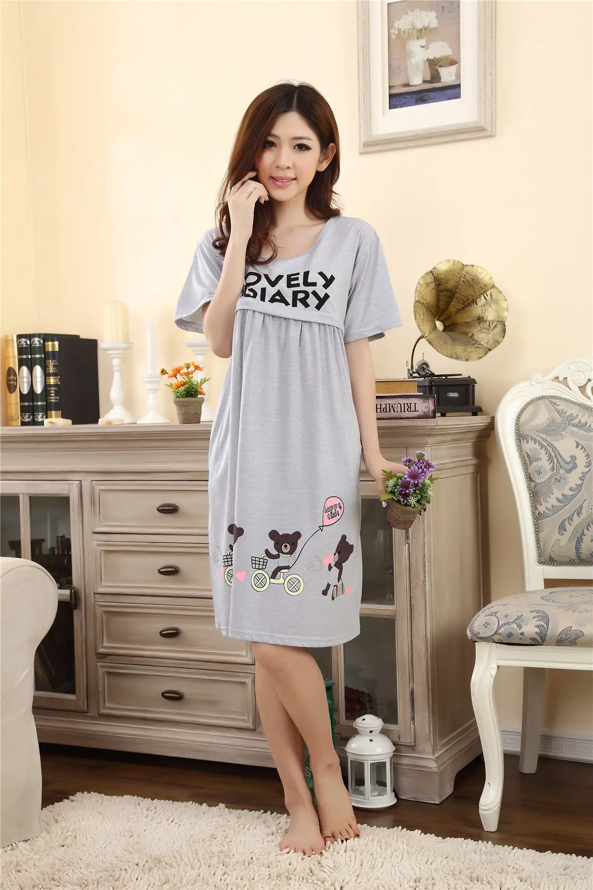 Nursing Pajama Pink Short Sleeve Maternity Wear — feature 15