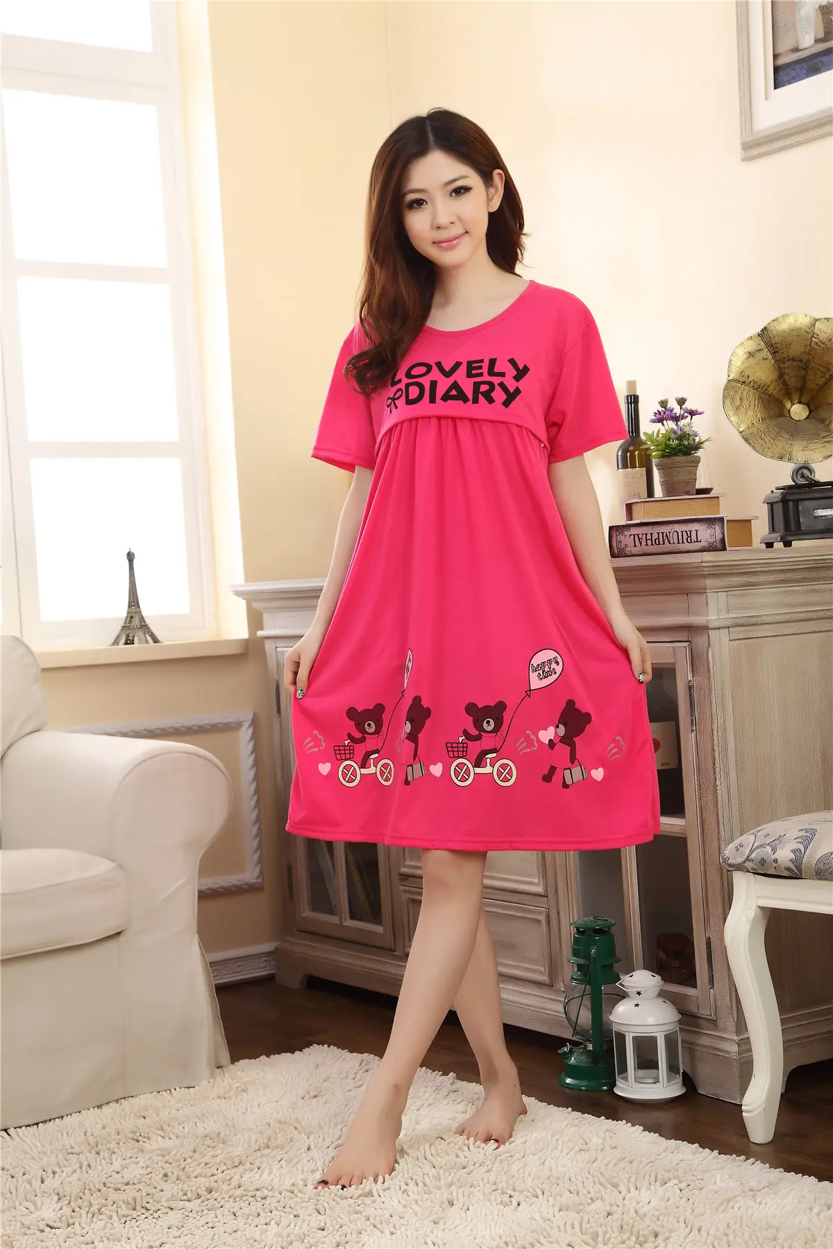 Nursing Pajama Pink Short Sleeve Maternity Wear — feature 19