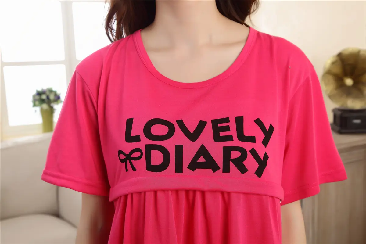 Nursing Pajama Pink Short Sleeve Maternity Wear — feature 24