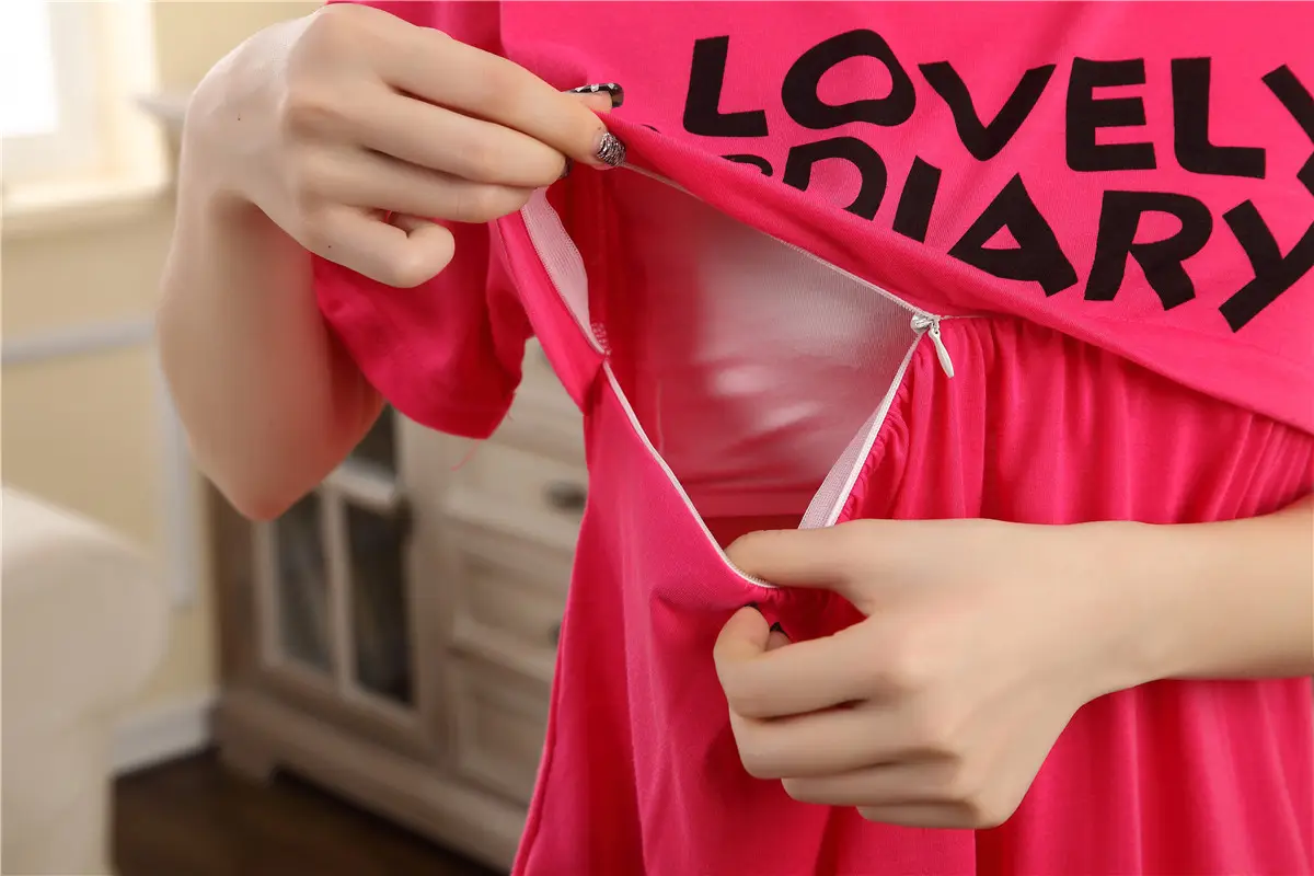 Nursing Pajama Pink Short Sleeve Maternity Wear — feature 26