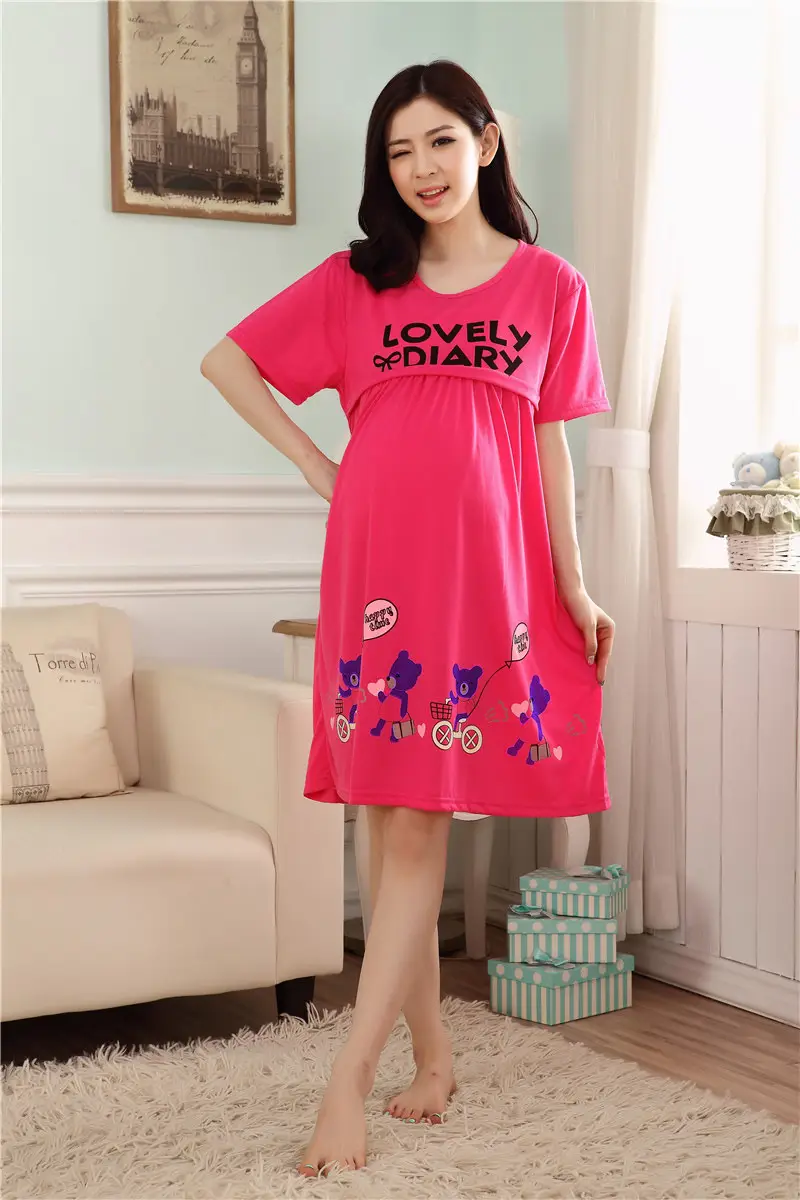 Nursing Pajama Pink Short Sleeve Maternity Wear — feature 33