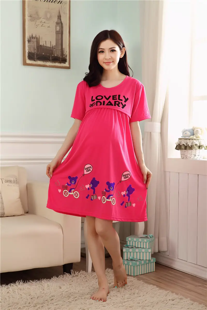 Nursing Pajama Pink Short Sleeve Maternity Wear — feature 34