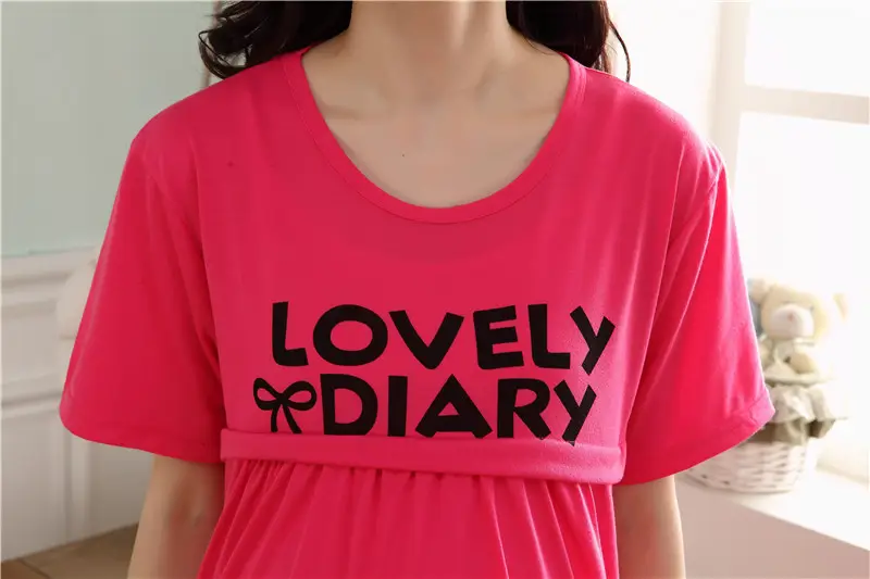 Nursing Pajama Pink Short Sleeve Maternity Wear — feature 36