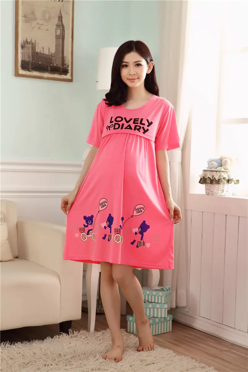 Nursing Pajama Pink Short Sleeve Maternity Wear — feature 38