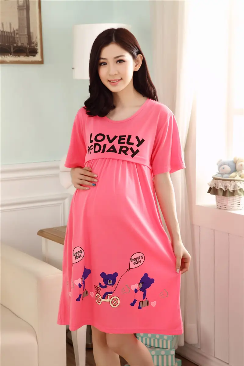 Nursing Pajama Pink Short Sleeve Maternity Wear — feature 39