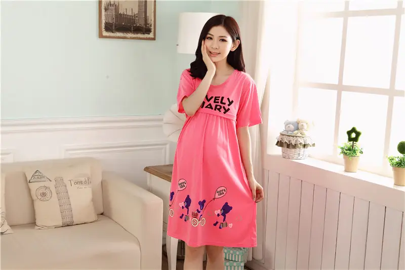 Nursing Pajama Pink Short Sleeve Maternity Wear — feature 40