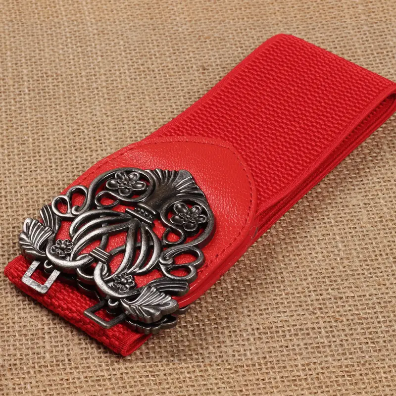 Red Elastic Wide Belt 75cm Korean Style Decoration