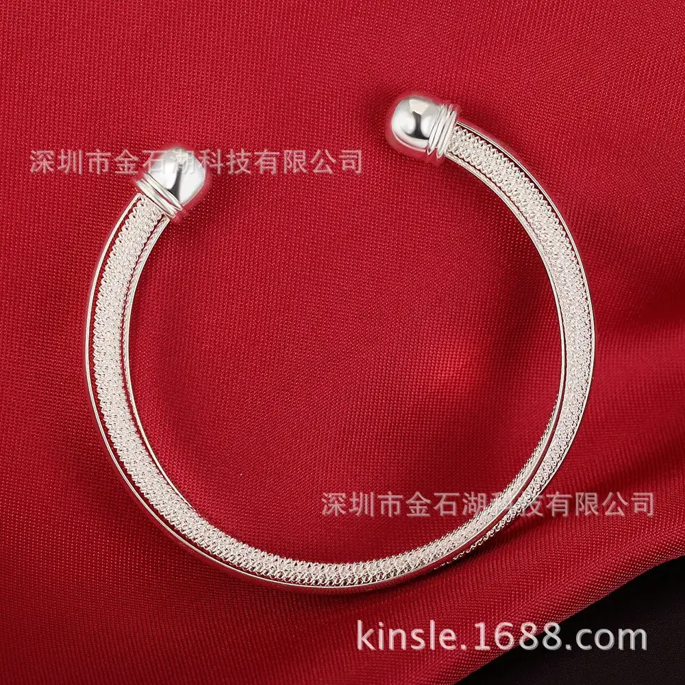 Hot Silver Beveled Net Bracelet for Men Women - Image 2
