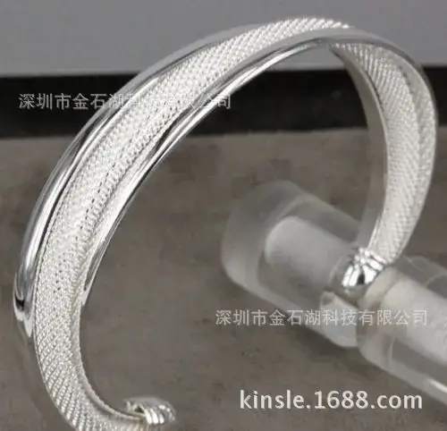 Hot Silver Beveled Net Bracelet for Men Women - Image 4