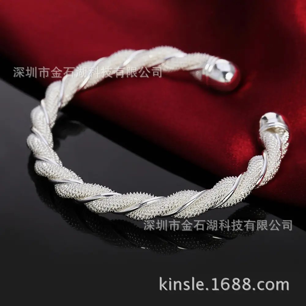 Silver Korean Fashion Twist Net Bracelet - Image 4