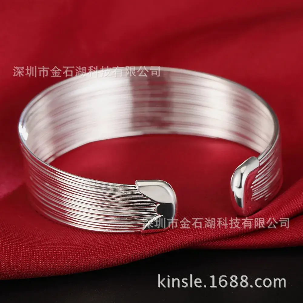Silver Round Bracelet Multi-Line European American Fashion - Image 2
