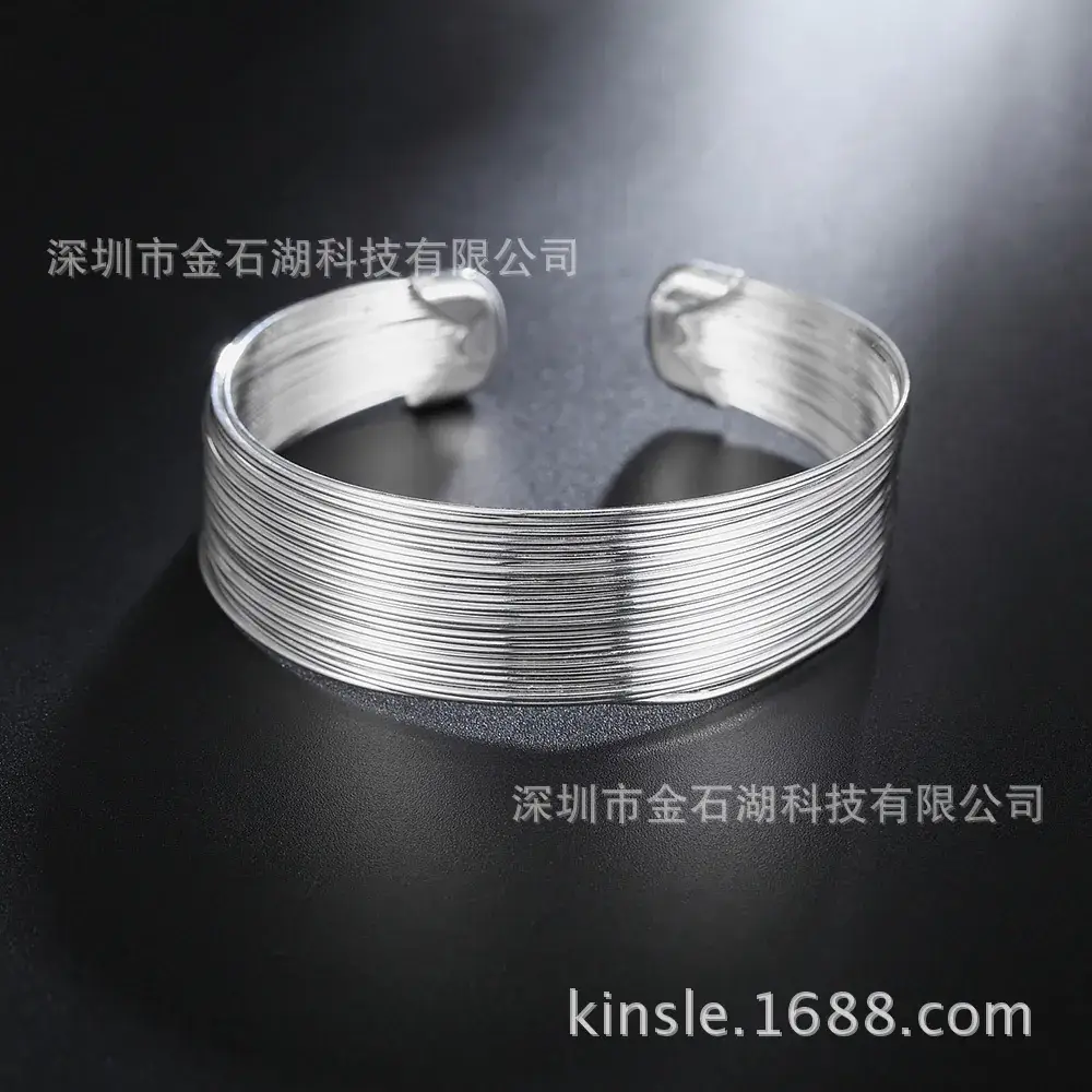 Silver Round Bracelet Multi-Line European American Fashion - Image 3