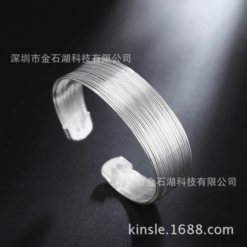 Silver Round Bracelet Multi-Line European American Fashion - Image 4
