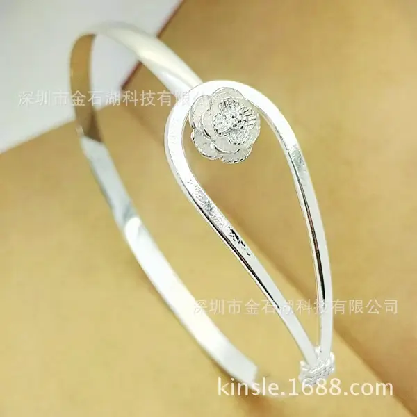 Electroplated 925 Silver Romantic Flower Bracelet - Image 3