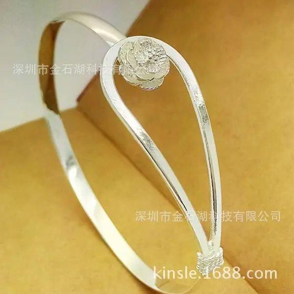 Electroplated 925 Silver Romantic Flower Bracelet - Image 5