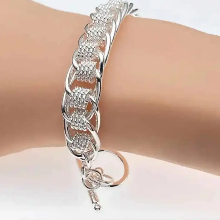 Jinshih Cross-Border Braided Copper Silver Plated Teeth Centipede Bracelet - Image 2