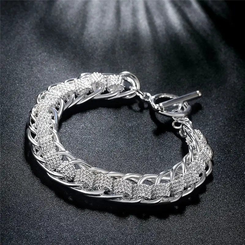 Jinshih Cross-Border Braided Copper Silver Plated Teeth Centipede Bracelet - Image 3