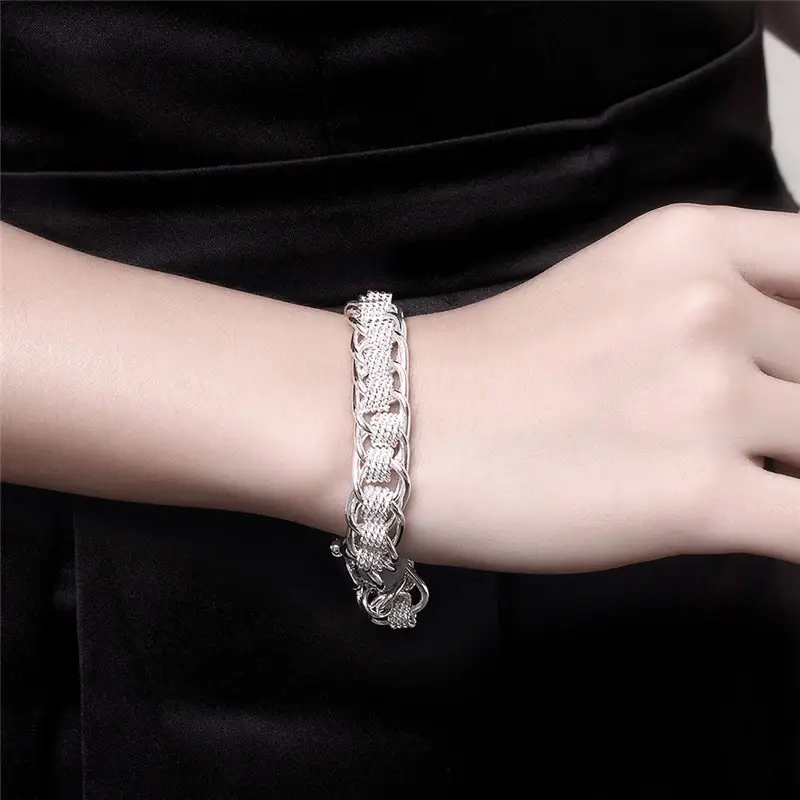 Jinshih Cross-Border Braided Copper Silver Plated Teeth Centipede Bracelet - Image 4