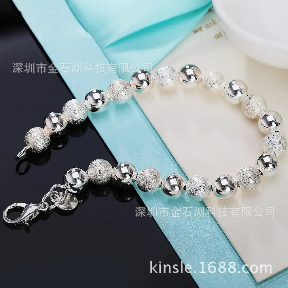 Silver Beaded Bracelet for Women, 8m Sand Light Design - Image 3