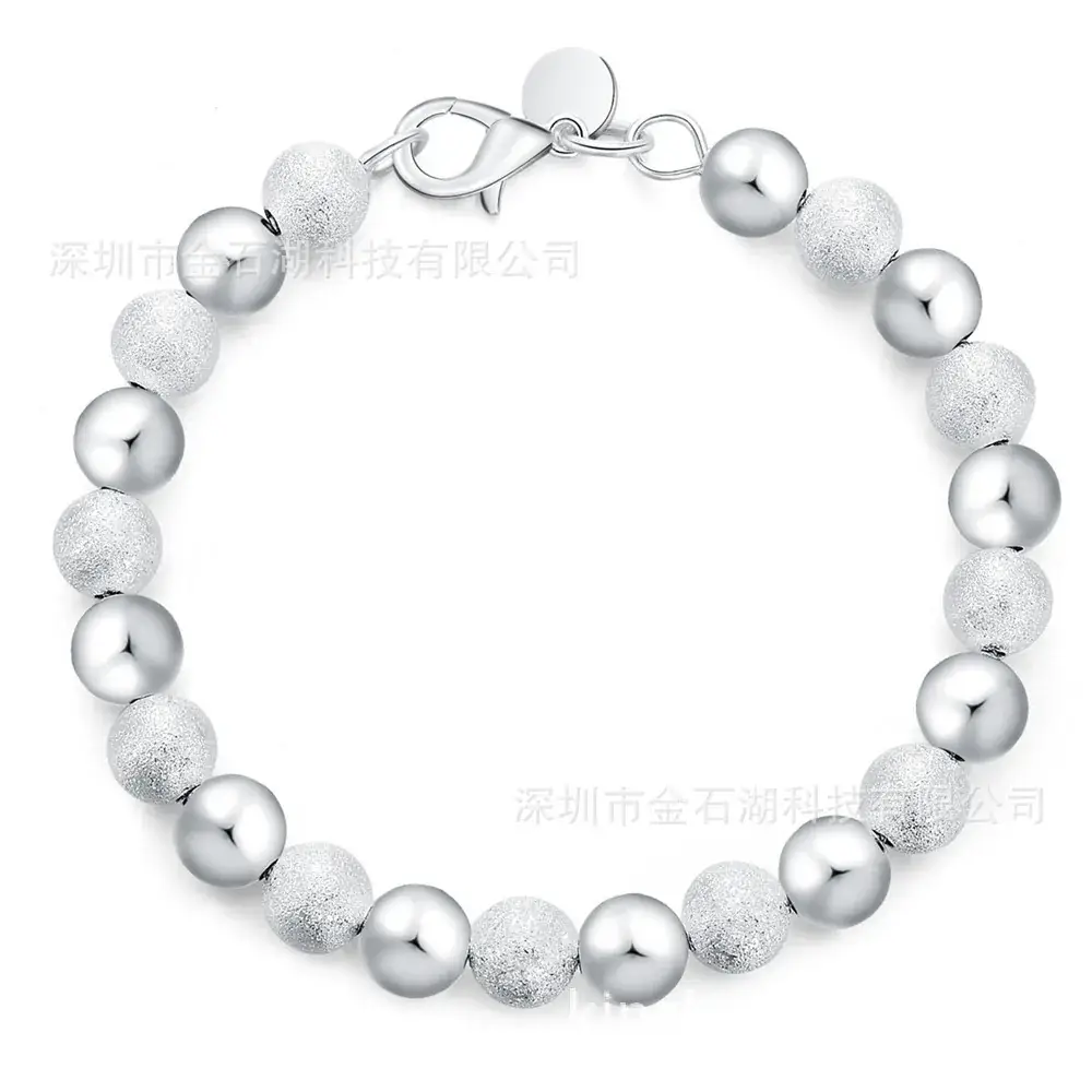 Silver Beaded Bracelet for Women, 8m Sand Light Design