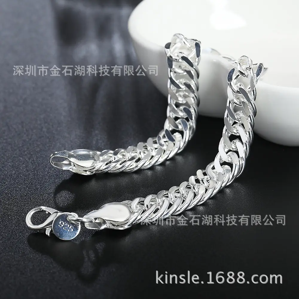 Silver Full Side Bracelet for Men Women European American Fashion - Image 2