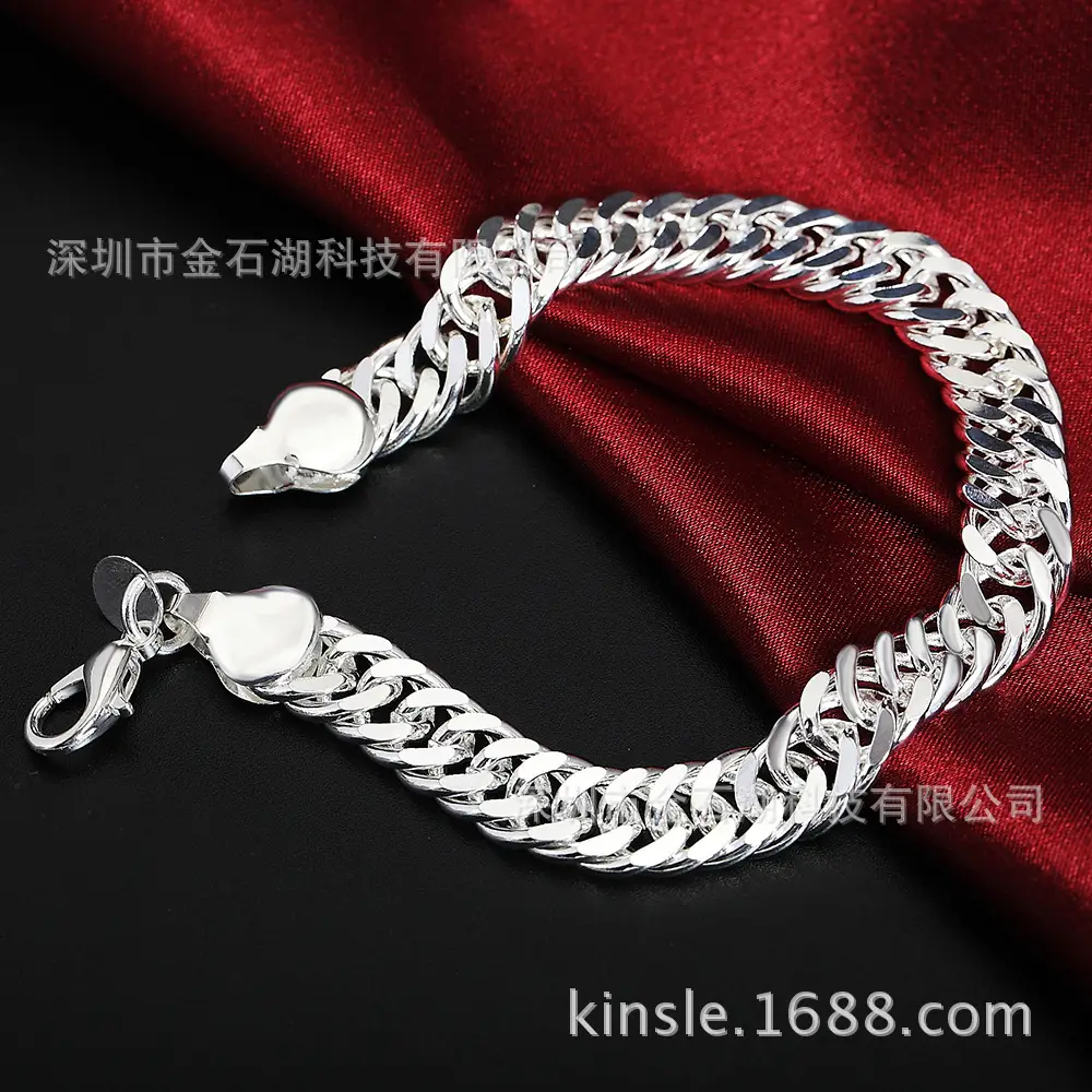 Silver Full Side Bracelet for Men Women European American Fashion - Image 4