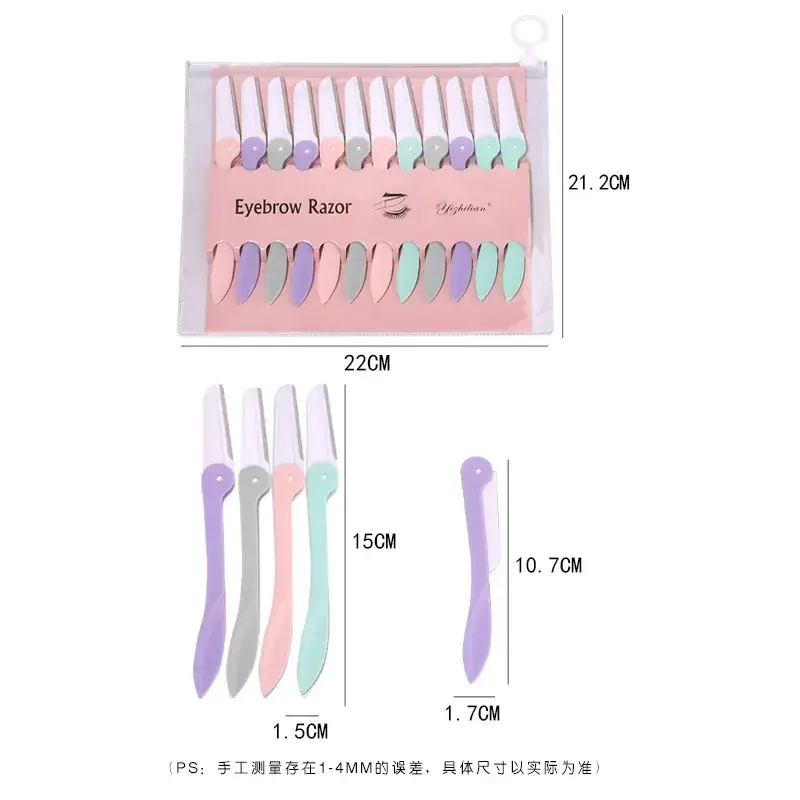 Folding Eyebrow Razor Set for Beginners 12 Pcs - Image 4