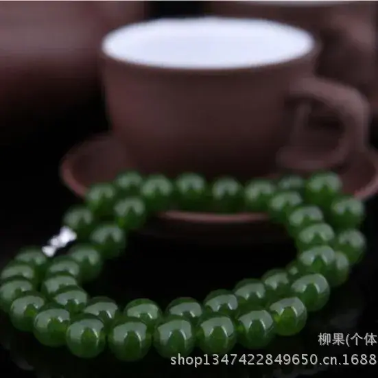 Green Jade Spinach Necklace for Women 6-12Mm - Image 2