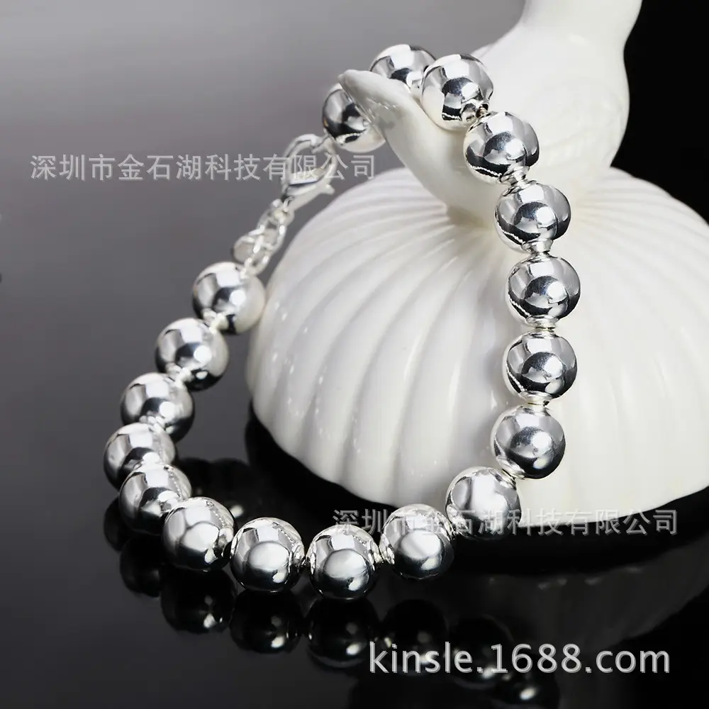 925 Plated Silver Buddha Bead Bracelet 10MM - Image 2