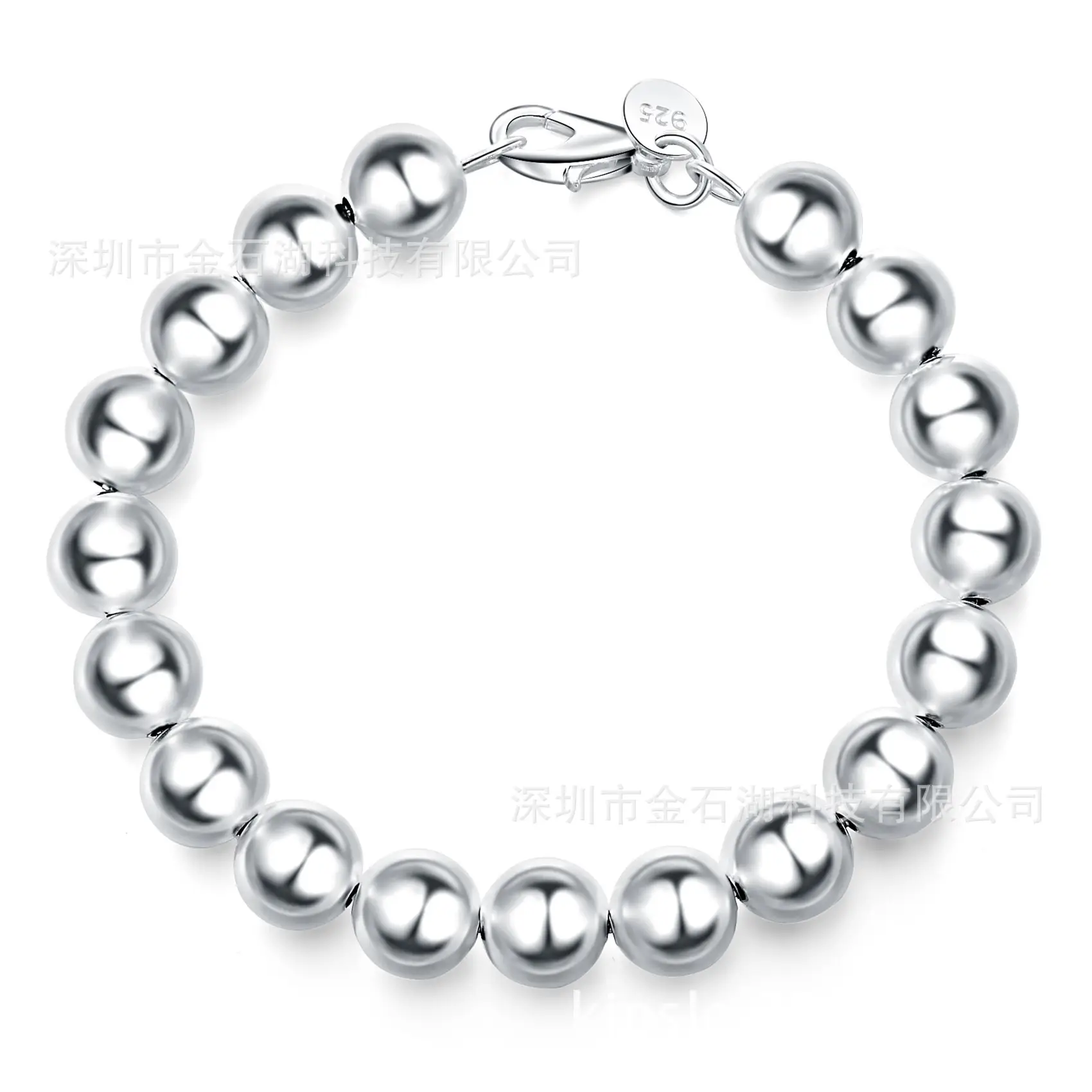 925 Plated Silver Buddha Bead Bracelet 10MM - Image 3