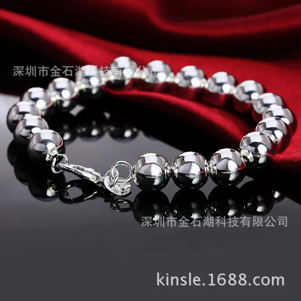 925 Plated Silver Buddha Bead Bracelet 10MM - Image 4