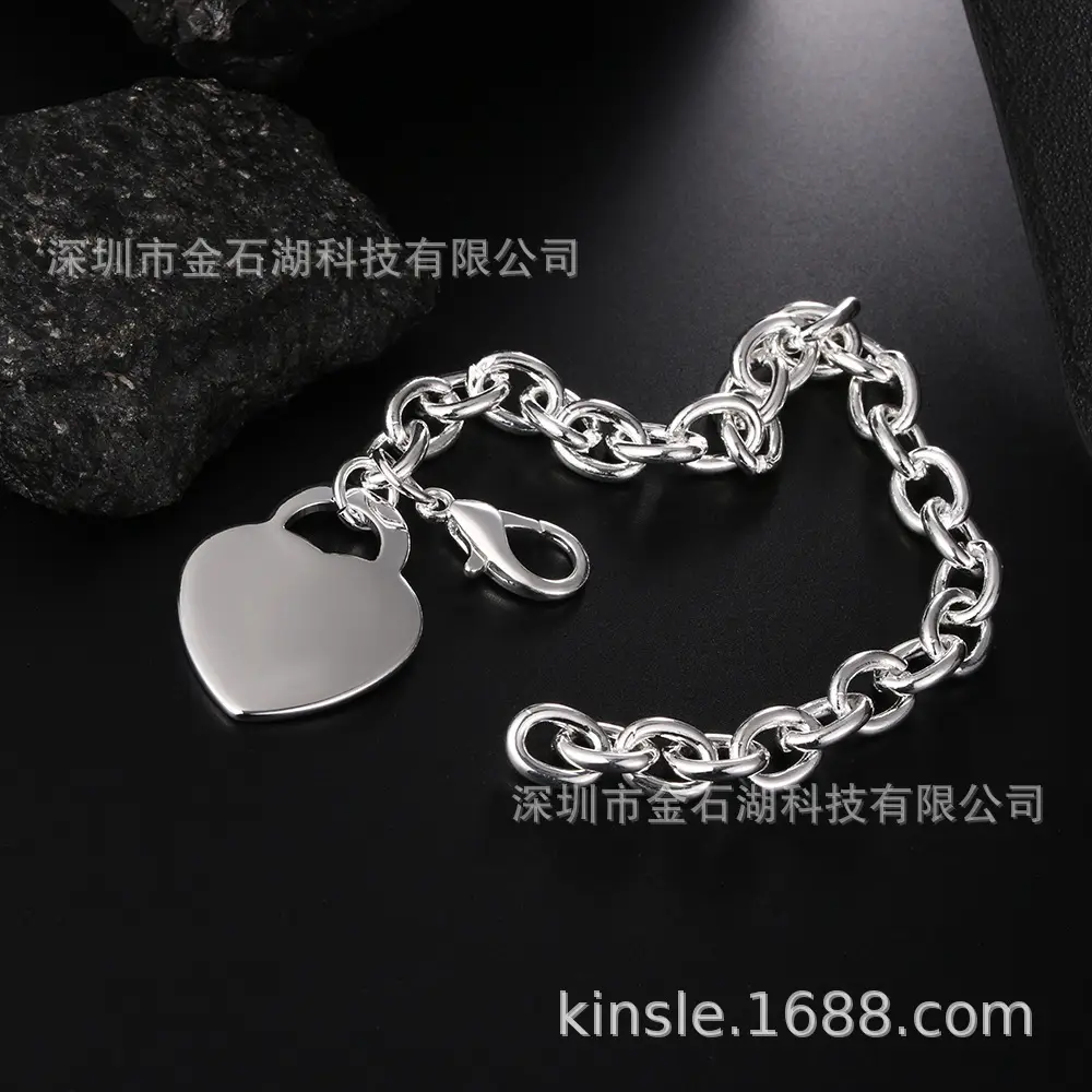Silver Plated Heart Charm Bracelet for Women