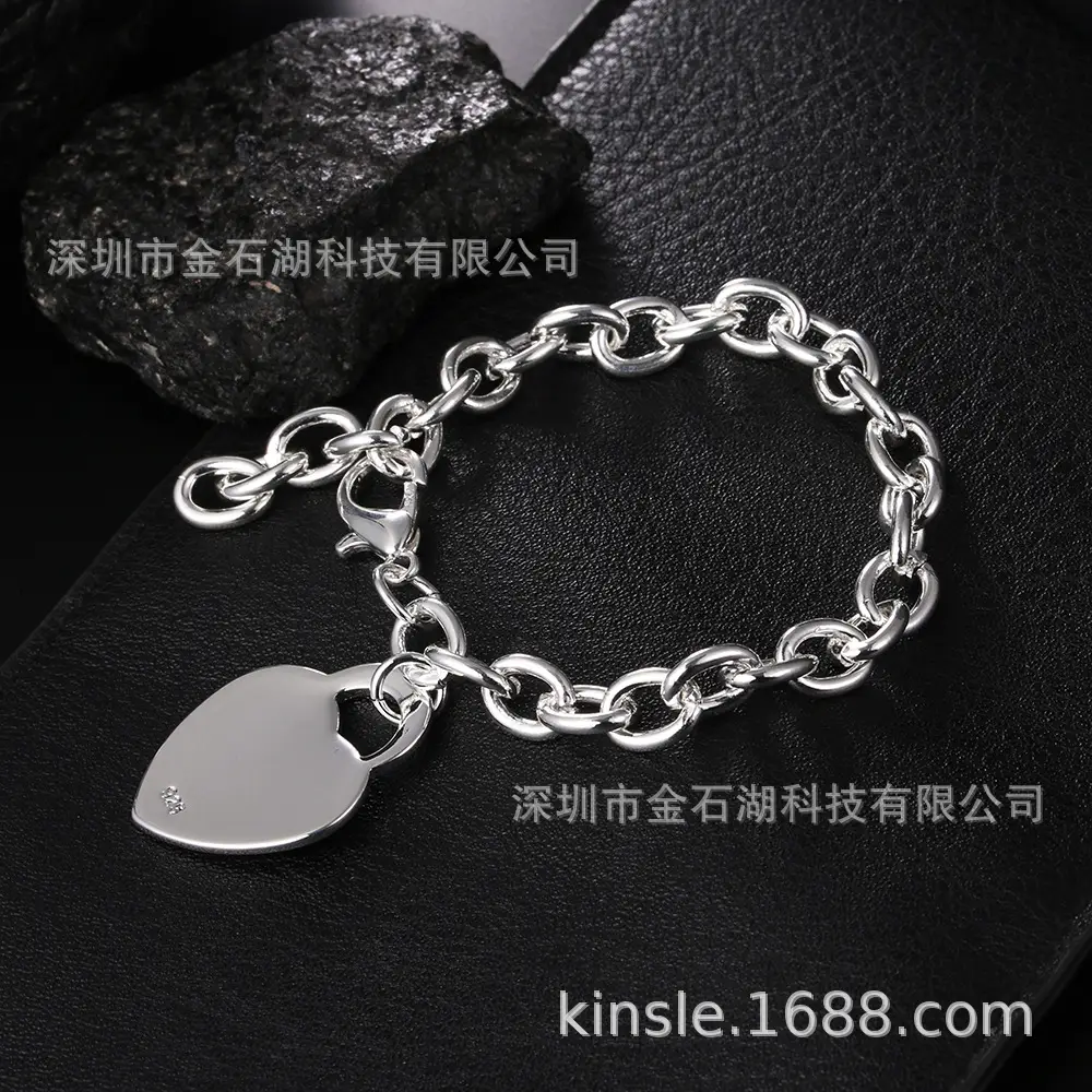 Silver Plated Heart Charm Bracelet for Women