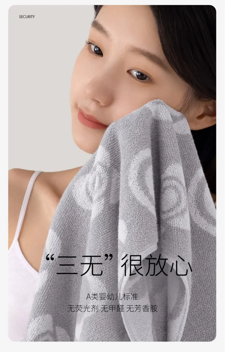 Pure Cotton Bath Towel Thickened Gray Absorbent Soft — feature 10