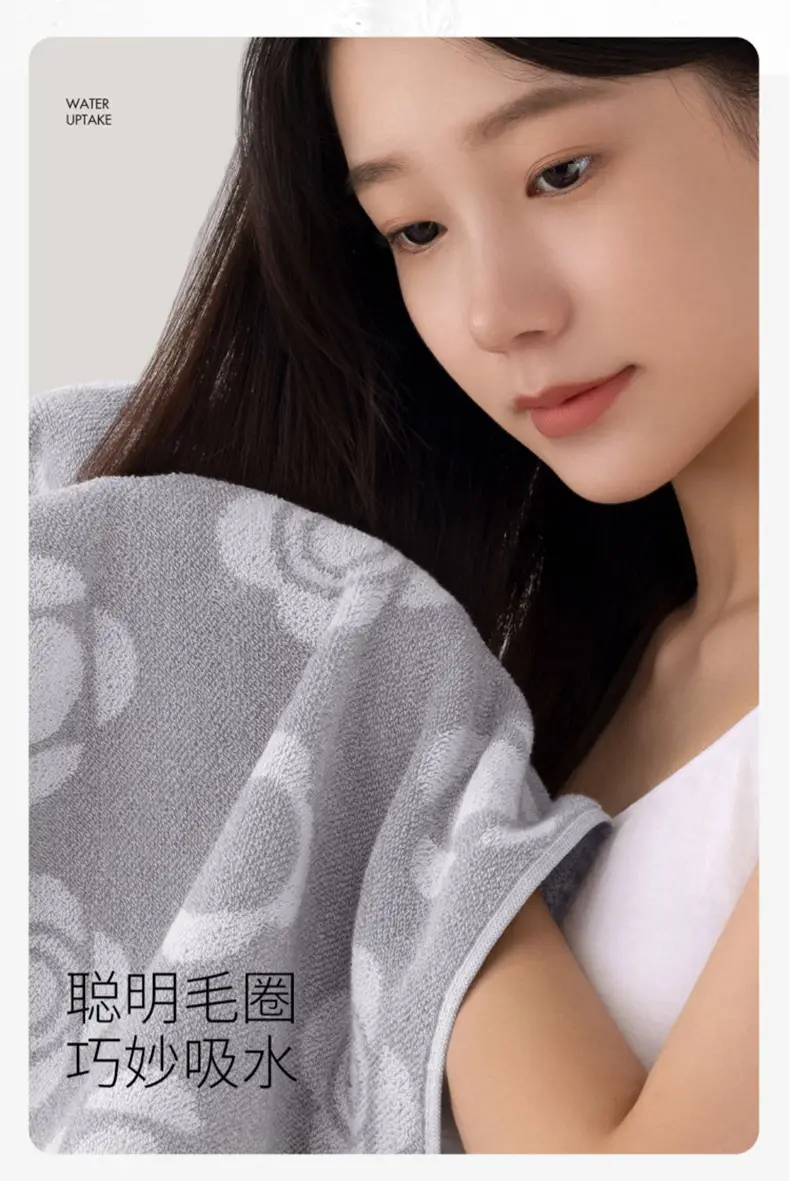 Pure Cotton Bath Towel Thickened Gray Absorbent Soft — feature 9