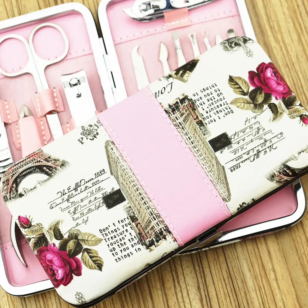 12-Piece Pink Nail Clipper Set for Women - Image 11