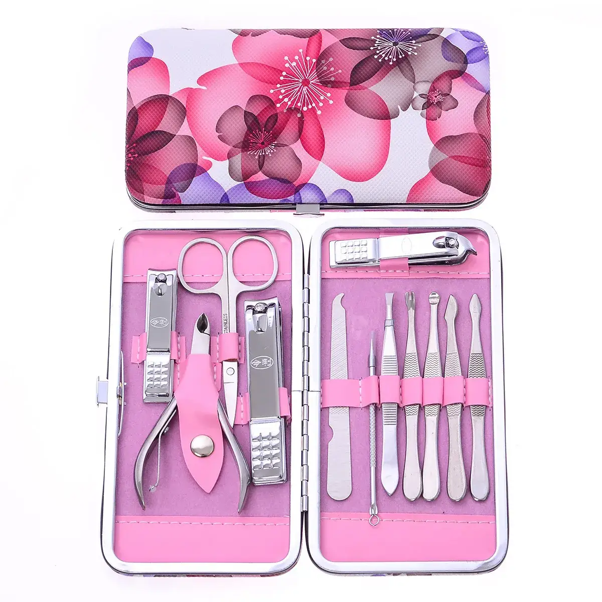 12-Piece Pink Nail Clipper Set for Women - Image 12