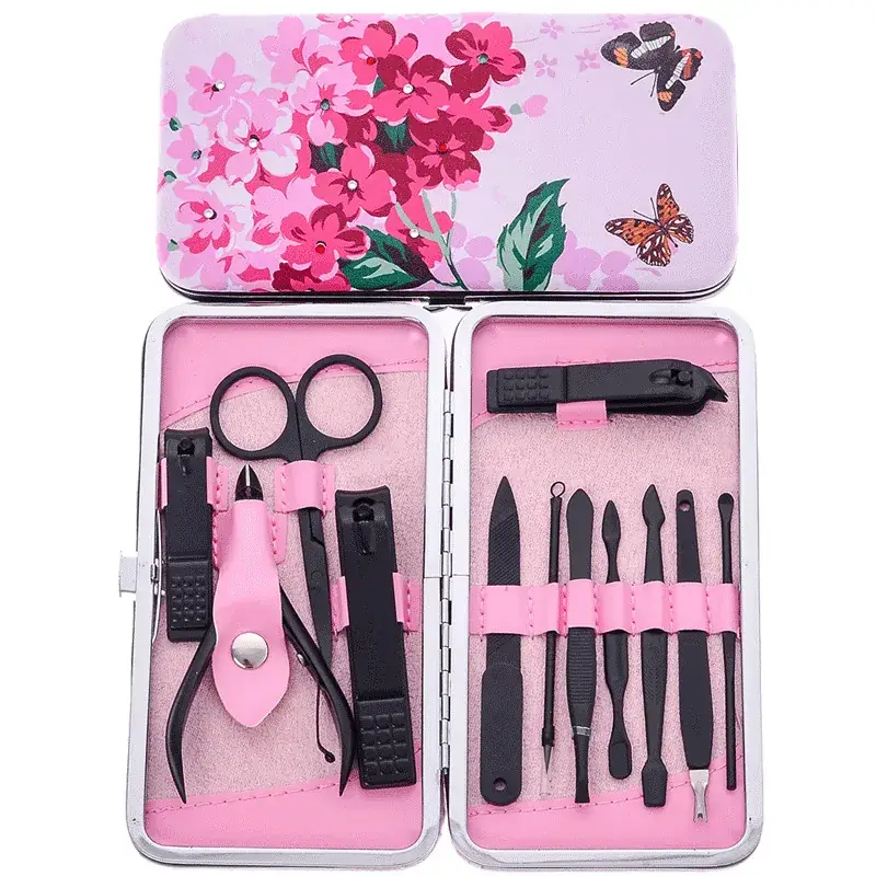 12-Piece Pink Nail Clipper Set for Women - Image 4