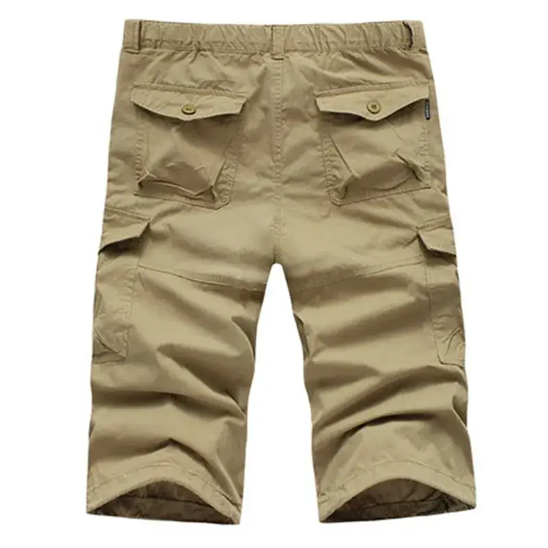 Men's Olive Green Capri Pants with Drawstring Belt - Image 5