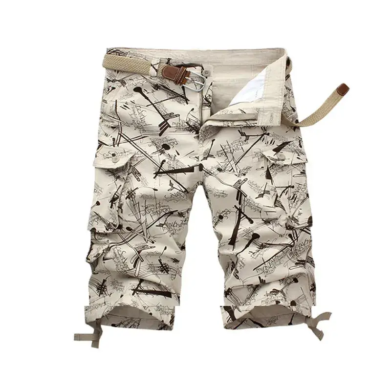 Men's Camouflage Multi-Pocket Capri Pants Large - Image 3